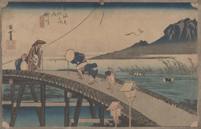 No. 27&39;Kakegawa：Akiba的视图&39;来自东海道的53个站，1833年 作者 Utagawa Hiroshige