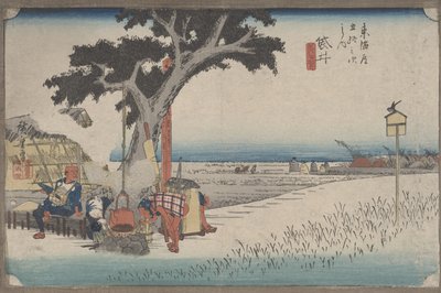 No. 28&39;在Fukuroi的户外茶摊&39;从东海道的53个车站 作者 Utagawa Hiroshige