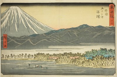 沼津 13 号，选自 "东海道五十三站 "系列，又称 "丽正东海道"。 作者 歌川宏重