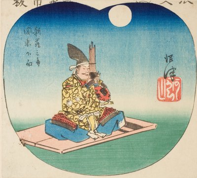 沼津：新罗三郎（南本吉光），"五十三站剪影（Gojusan tsugi harimaze）"系列中第 3 张纸片的一部分 作者 歌川宏重