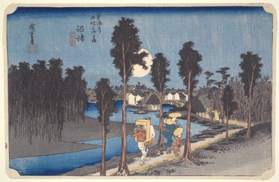 沼津，《东海道五十三站》系列中的黄色黄昏 作者 歌川宏重