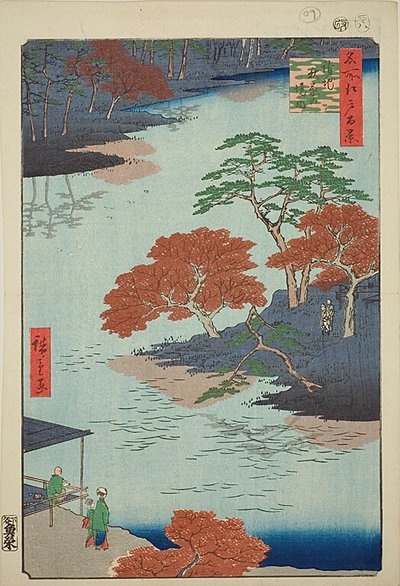 江户百景 "系列中的第 91 号 "江户秋叶神社"（"江户秋叶之景"）。 作者 歌川宏重