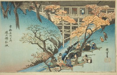 津天桥上的红枫树，选自 "京都名胜 "系列 作者 歌川宏重
