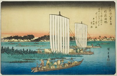 行德归帆，选自 "江户近郊八景 "系列 作者 歌川宏重