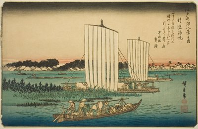 行德归帆，选自 "江户近郊八景 "系列 作者 歌川宏重