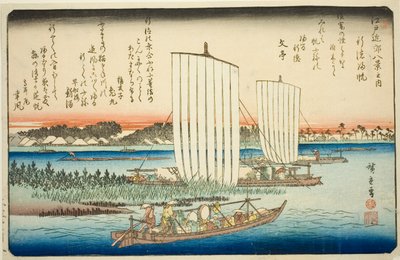 行德归帆，选自 "江户近郊八景 "系列 作者 歌川宏重