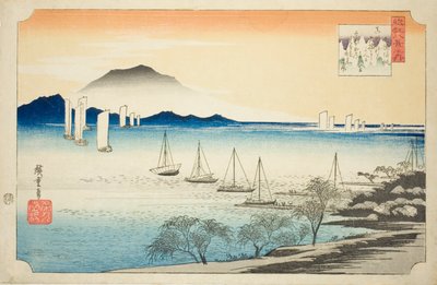 八濑归帆》，选自 "近江八景 "系列 作者 歌川宏重