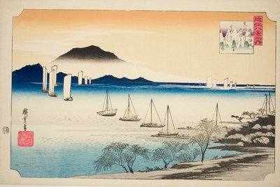 八濑归帆》，选自 "近江八景 "系列 作者 歌川宏重
