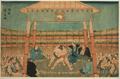 永光院内的相扑比赛，选自 "东都两国 "系列 作者 歌川宏重