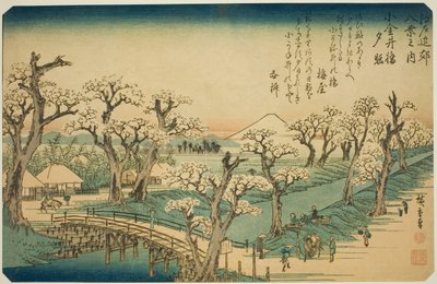 小金井桥夕照，选自 "江户近郊八景 "系列 作者 歌川宏重