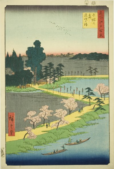 东神社的缠枝樟树，选自 "名所江户百景 "系列 作者 歌川宏重