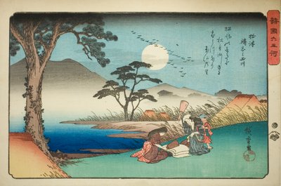 摄津国的鬼怒多宝石河（摄津鬼怒多玉川），选自 "各省的六条宝石河（庄国沐玉川）"系列 作者 歌川宏重