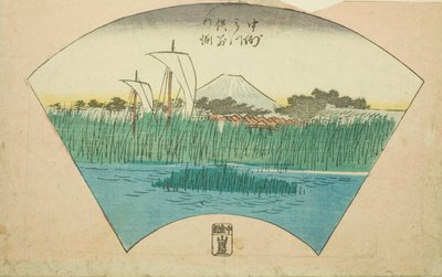 江户名胜剪纸系列 "中洲三叉河的分水深度（中洲三俣若莲渊）中的一个片断 作者 歌川宏重