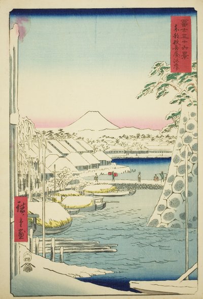 富士山三十六景 "系列中的 "东都夕佳河畔"（东都夕佳桥 作者 歌川宏重