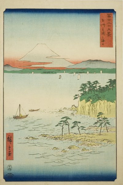 相模国三浦的海》，选自 "富士山三十六景 "系列 作者 歌川宏重