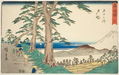 户塚 6 号，选自 "东海道五十三站 "系列，又称 "丽正东海道"。 作者 歌川宏重