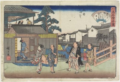 位于Ryo_goku的Yanagibashi的梅川，c.1835-1842 作者 Utagawa Hiroshige