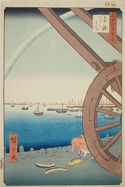 高轮的牛町（高轮牛町），"名所江户百景 "系列第 81 号 作者 歌川宏重