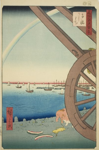 高轮的牛町（高轮牛町），选自 "江户百景（名所江户百景）"系列 作者 歌川宏重