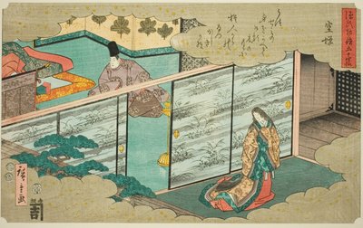 源氏物语五十四章》系列中的 "Utsusemi"（《源氏物语五十四章》）。 作者 歌川宏重