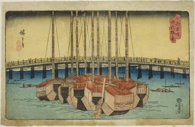 江户名胜（江户名胜）"系列中的 "荣太桥 "景观 作者 歌川宏重
