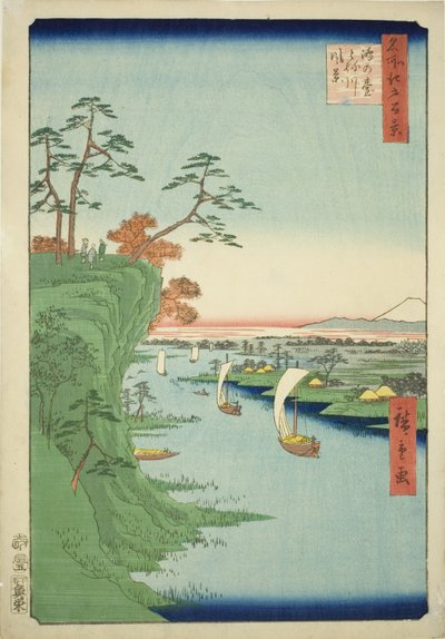 江户名胜百景 "系列中的 "江户台和利根川"（江户台利根川赋）。 作者 歌川宏重
