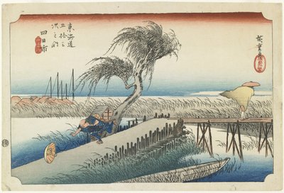 四日市 - 三重河，1833年 作者 Utagawa Hiroshige