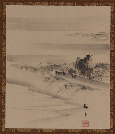 景观：河流、城镇和薄雾，江户时代，19世纪。 作者 歌川广重二世