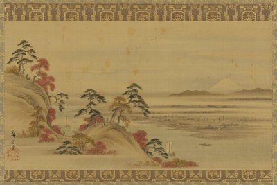 河流景观：红叶和富士山，江户时代，19世纪中期。 作者 歌川广重二世