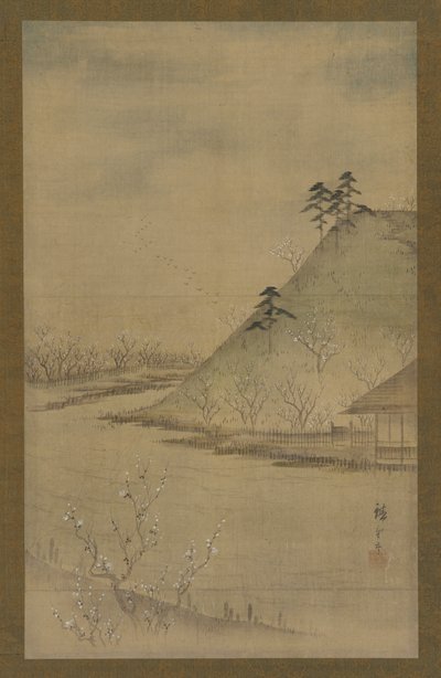 春天的风景，19世纪中期。 作者 歌川广重二世