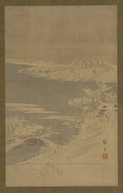冬季风景，19世纪中期。 作者 歌川广重二世