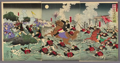 韩国安城路口的激战（Chosen Anjo watashi no gekisen no zu) 作者 歌川角国