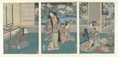 第三个月
弥生
十二个月中的现代源氏故事（系列名称）
今代源氏君子月之内涵（实物上的系列名称） 作者 歌川国贞（一）