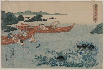 伊势海岸的鲍鱼潜水员，来自无题风景系列的作品 作者 山口屋东兵卫