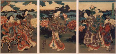蝴蝶与牡丹 作者 歌川国贞