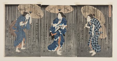 炎炎骤雨（烧酒之汤）（彩色木版画） 作者 歌川国贞
