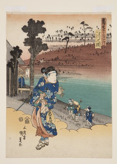 View of Futakawa (Futakawa no zu) (colour woodblock print) 作者 歌川国贞