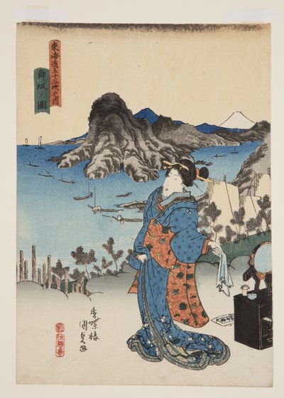 舞坂 (Maisaka no zu) 的景色（彩色木版画） 作者 歌川国贞