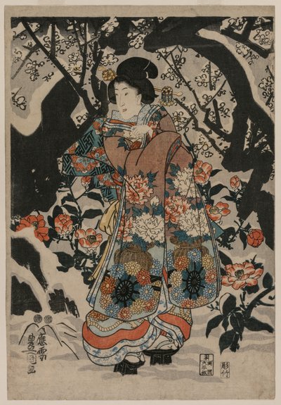 站在梅花树旁的女人 作者 歌川国贞