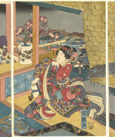 花
雪、月和花（系列名称） 作者 歌川国辉