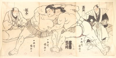 相扑，19世纪。 作者 歌川国辉