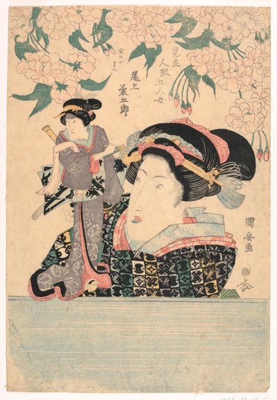 五联画五个女孩与戏剧木偶 作者 歌川国安