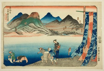 赤坂、藤川、冈崎、千龙和鸣海，选自 "东海道五十三站五站名胜 "系列 作者 歌川国义
