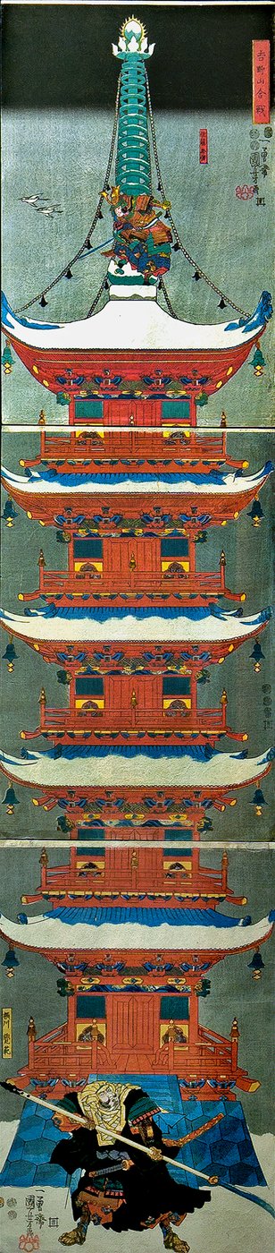 Batteonmon t Yoshino (Yoshinoyama Kassen)，c。 1851年 作者 歌川国义
