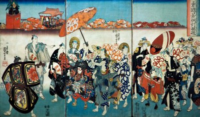 Brave Kuniyoshi with his Paulownia Design (Isamashiki Kuniyoshi kiri no tsuimoyō) 1848 作者 歌川国义