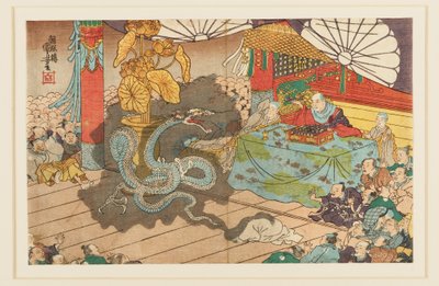 1277年9月，米诺布赞的七面神显灵，19世纪 作者 歌川国义
