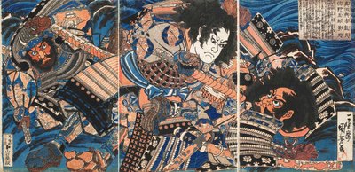 Sanada no Yoichi Yoshihisa和Matano no Goro Kagehisa，约1835年。 作者 歌川国义