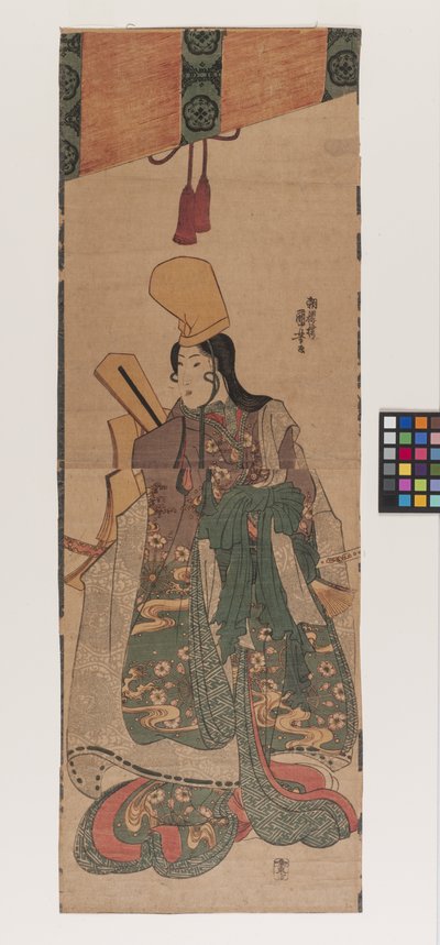 无题；给定标题：须弥山下的白鸟市（须弥山下的白鸟市），约 1840 年（彩色木刻版画） 作者 歌川国义