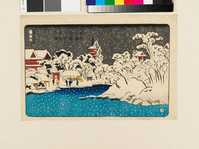 金龙山寺弁天丘的雪景 作者 歌川国义