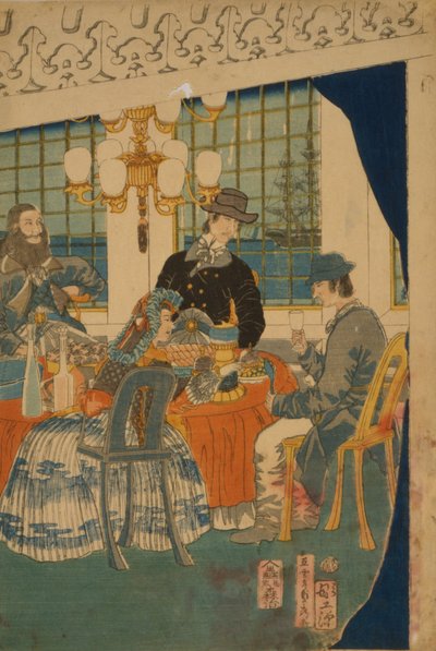 1861年在横滨的外国商人住宅的客厅 作者 歌川贞秀